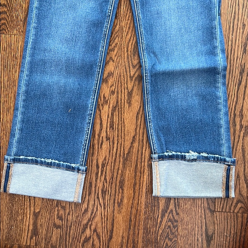 Blue Cropped Ankle Jeans with Raw Edge - Picture 5 of 7